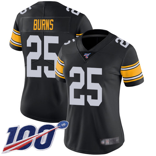 Women Pittsburgh Steelers Football 25 Limited Black Artie Burns Alternate 100th Season Vapor Untouchable Nike NFL Jersey
